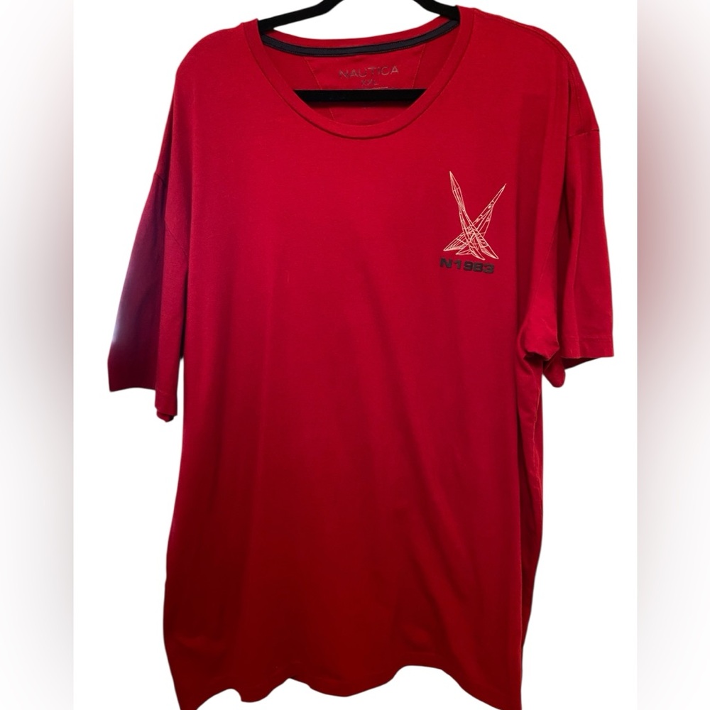 Men’s Nautica red shirt sleeve tshirt size XXL, graphics on front and back